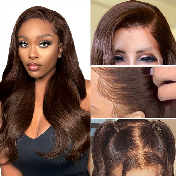 Color 4 Chocolate Brown Lace Front Wigs 4x4 13x4 Body Wave Human Hair Ossilee Hair