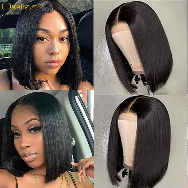 10AGrade Short Bob Wig 4x4/13X4 Lace Front 180% Density Peruvian Strai ...